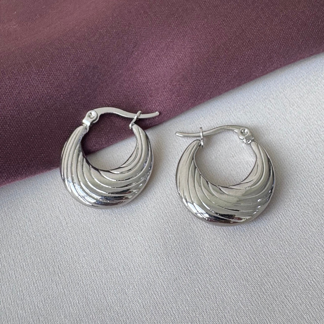 TFC Pretty Lines Silver Plated Hoop Earrings