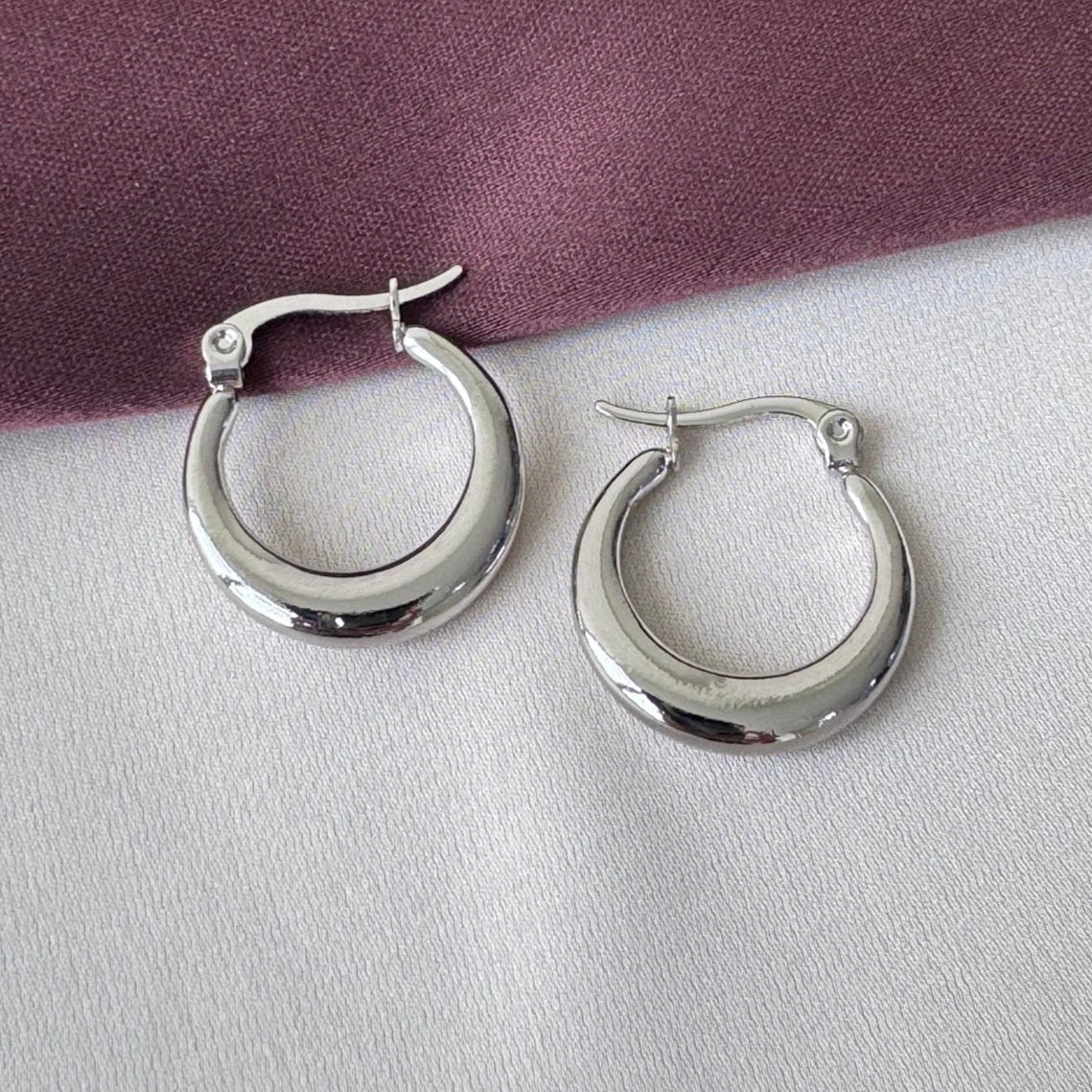 TFC Thick Loop Silver Plated Hoop Earrings