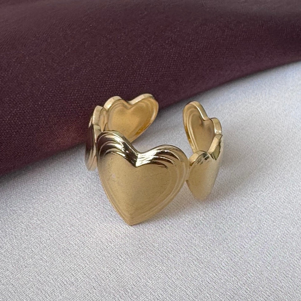 TFC Adjustable Big Heart Gold Plated Ring