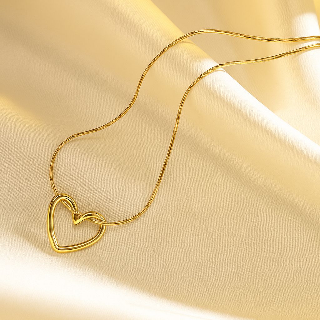 TFC Folded Heart Gold Plated Pendant Necklace