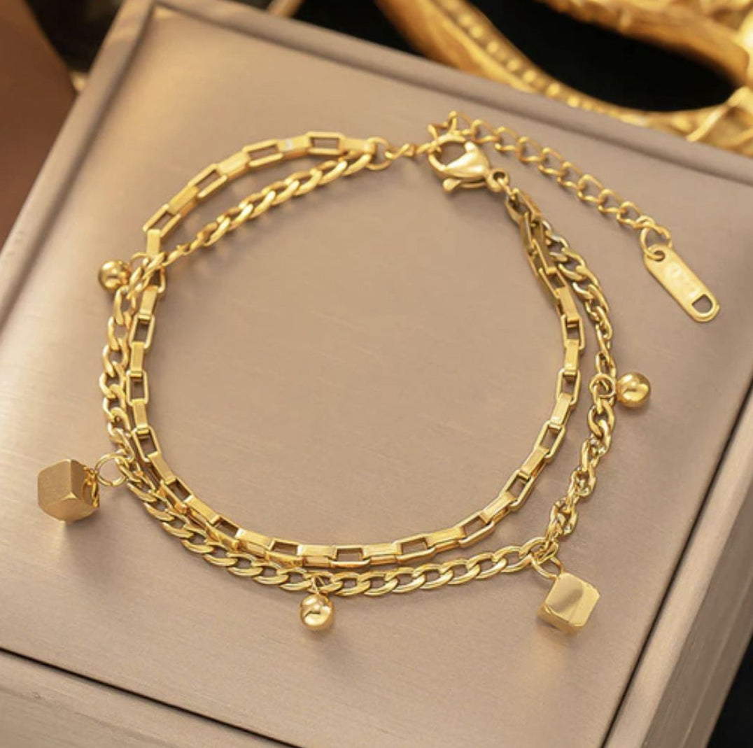 TFC Cube Charm Gold Plated Bracelet