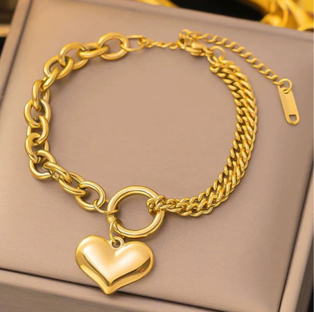 TFC Heart Charm Gold Plated Bracelet