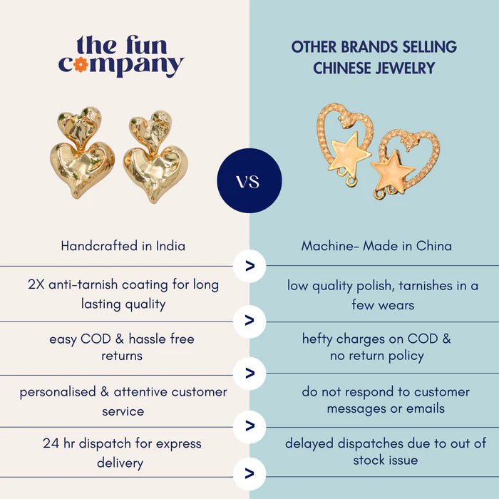 TFC Heart Fringes Gold Plated Dangler Earrings