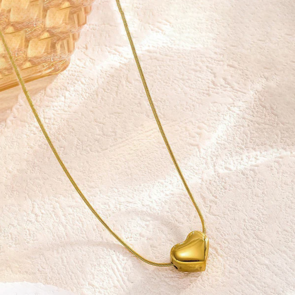 TFC Plane Heart Gold Plated Pendant Necklace