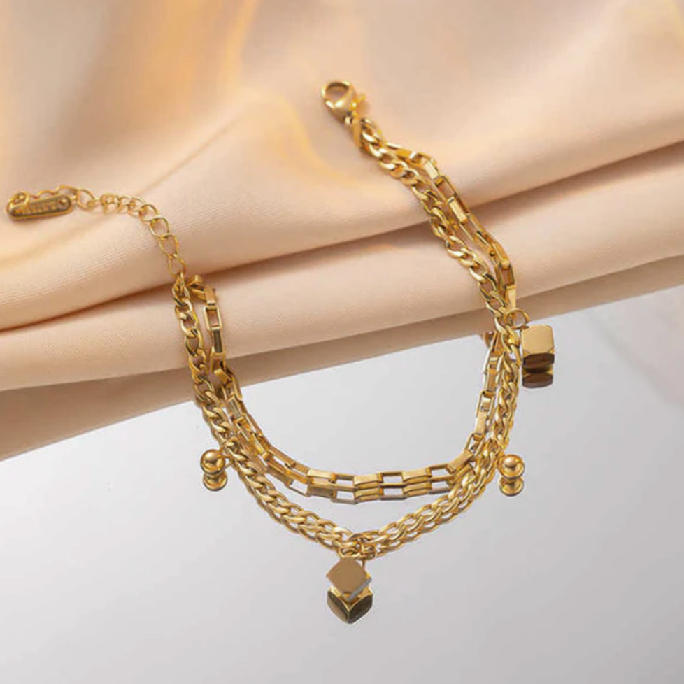 TFC Cube Charm Gold Plated Bracelet
