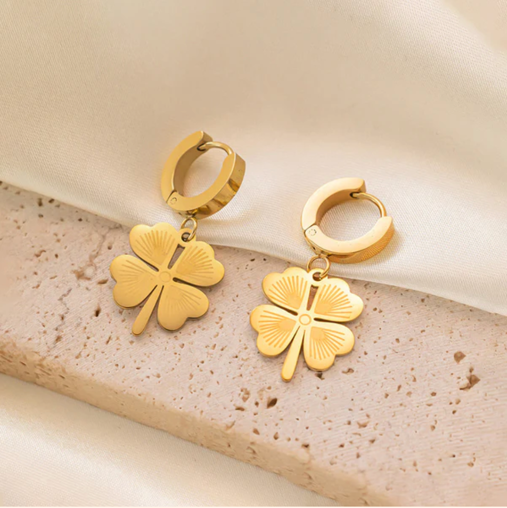 TFC Heart Flower Gold Plated Dangler Earrings