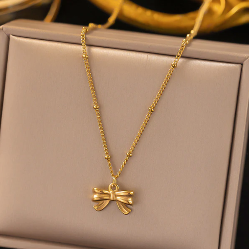 TFC Bubbly Bow Gold Plated Necklace