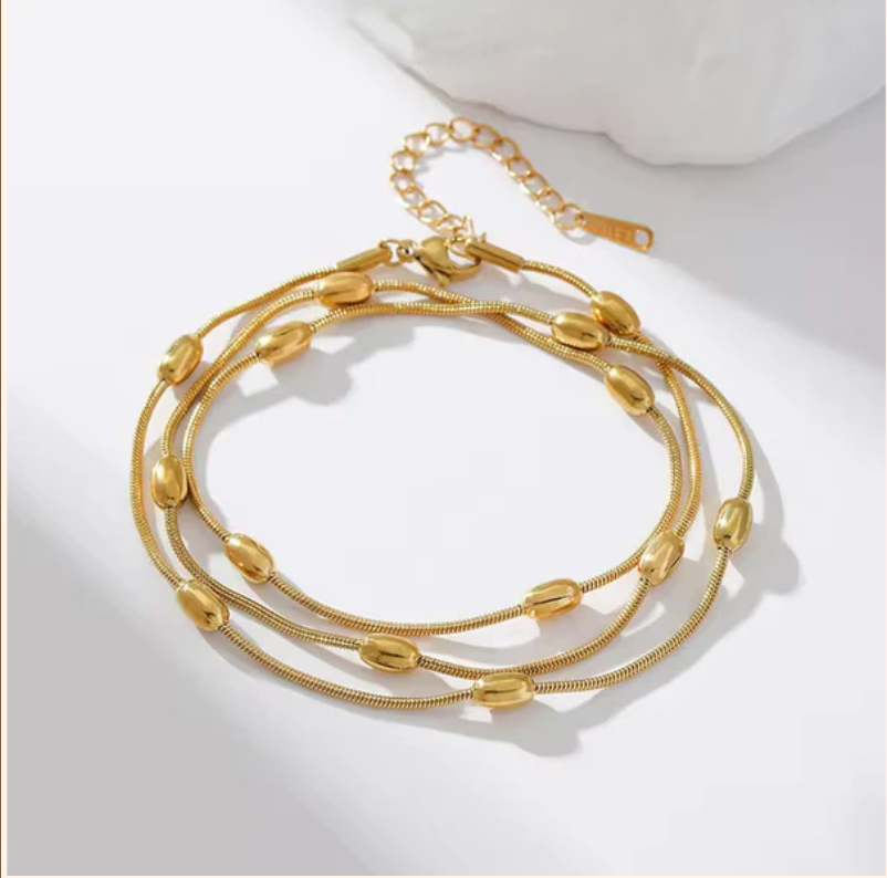 TFC Multi Beaded Gold Plated Bracelet Cum Necklace
