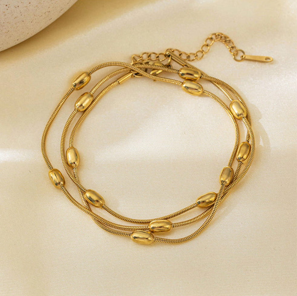 TFC Multi Beaded Gold Plated Bracelet Cum Necklace