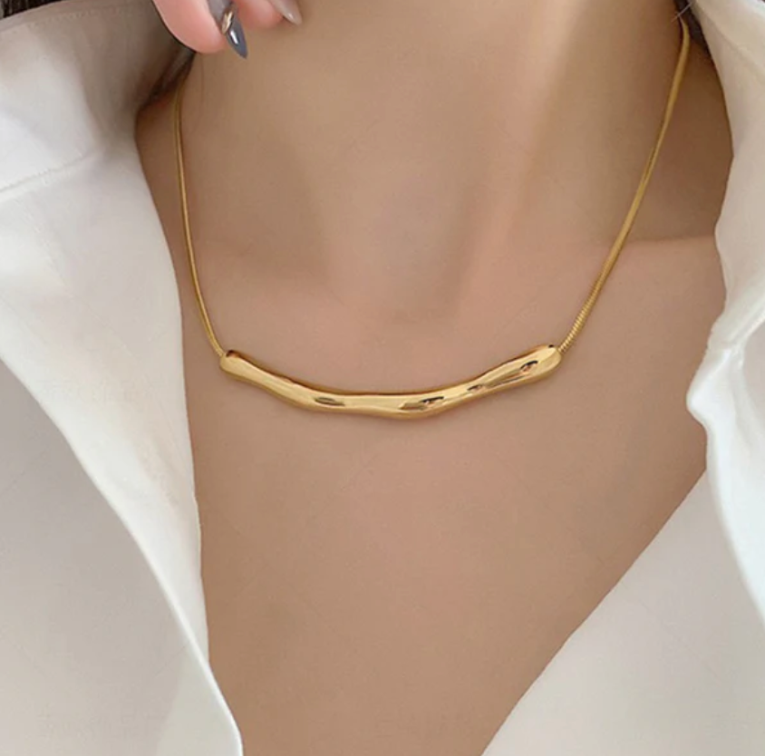TFC Simple Liner Gold Plated Pendant Necklace