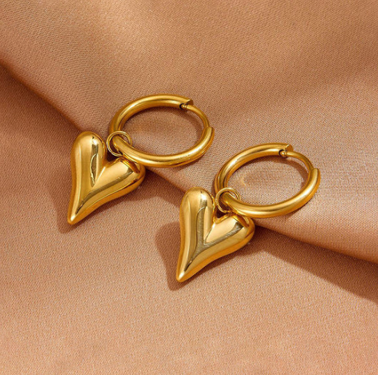 TFC Pretty Heart Gold Plated Hoop Earrings