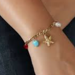 TFC Multi Color Charm Chain Gold Plated Bracelet