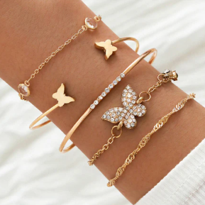 TFC Double Butterfly Gold Plated Bracelet (set of 5)
