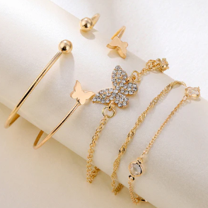 TFC Double Butterfly Gold Plated Bracelet (set of 5)