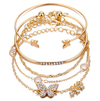 TFC Double Butterfly Gold Plated Bracelet (set of 5)