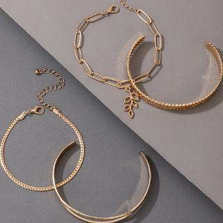 TFC Leaf & Loopy Gold Plated Bracelet (set of 4)