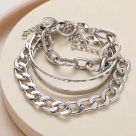 TFC Texture Oval Silver Plated Bracelet (set of 4)