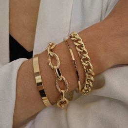 TFC Texture Oval Gold Plated Bracelet (set of 4)