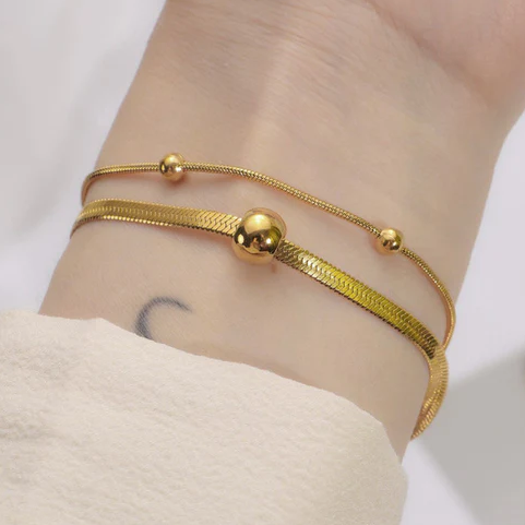TFC Bold Beadline Luxe Gold Plated Bracelet