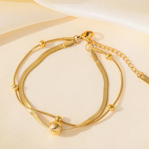 TFC Bold Beadline Luxe Gold Plated Bracelet