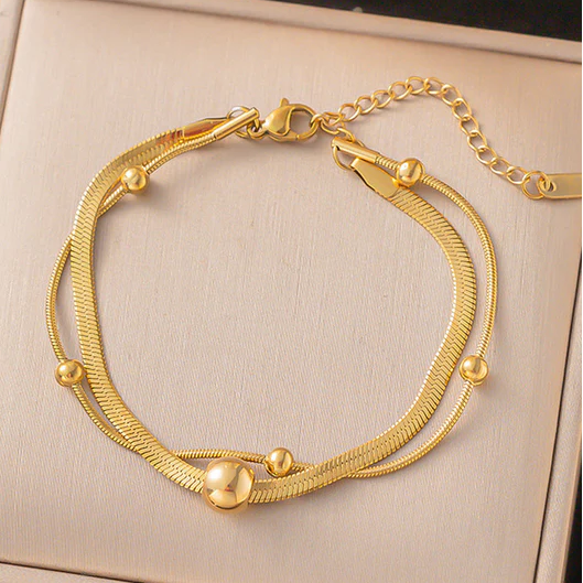 TFC Bold Beadline Luxe Gold Plated Bracelet