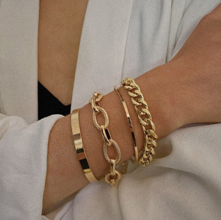 TFC Texture Oval Gold Plated Bracelet (set of 4)