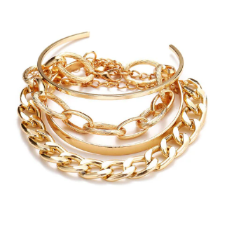 TFC Texture Oval Gold Plated Bracelet (set of 4)