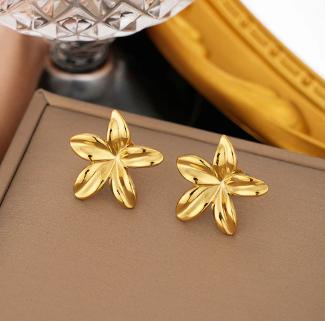 TFC Patel flower Gold Plated Stud Earrings