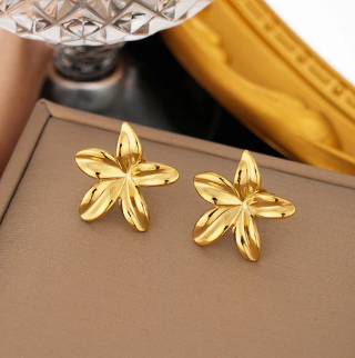 TFC Patel flower Gold Plated Stud Earrings