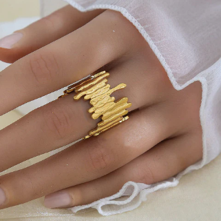 TFC Molten Gold Plated Adjustable Ring
