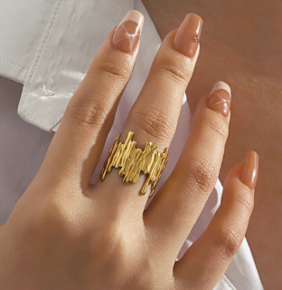 TFC Molten Gold Plated Adjustable Ring