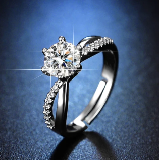 TFC Adjustable Cross Stone Shine Silver Plated Ring