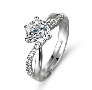 TFC Adjustable Cross Stone Shine Silver Plated Ring