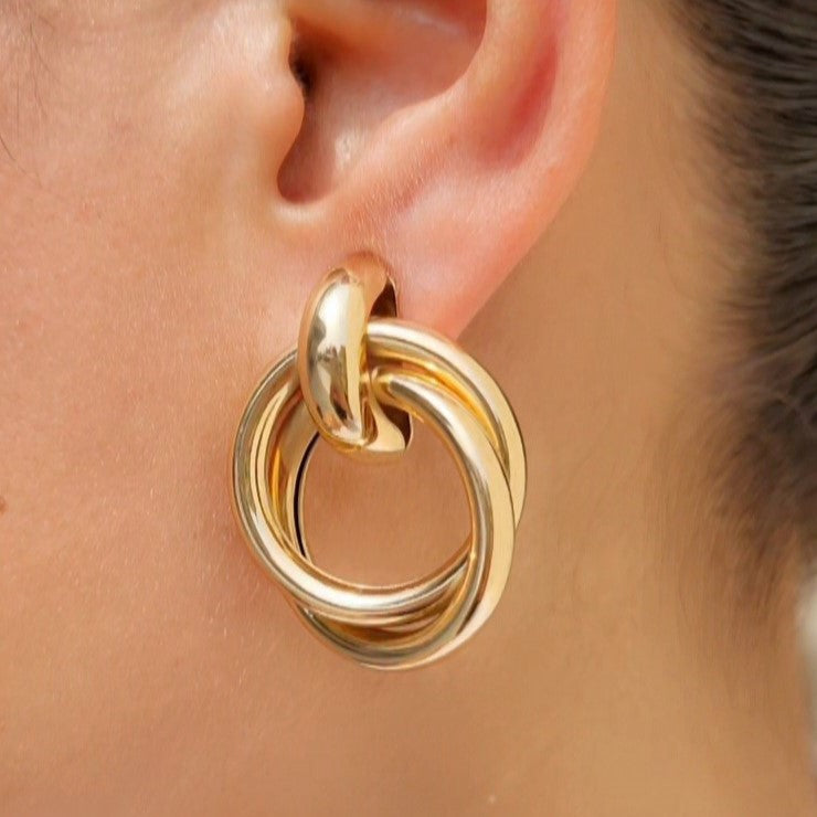 TFC Elite Circled Gold Plated Stud Earrings