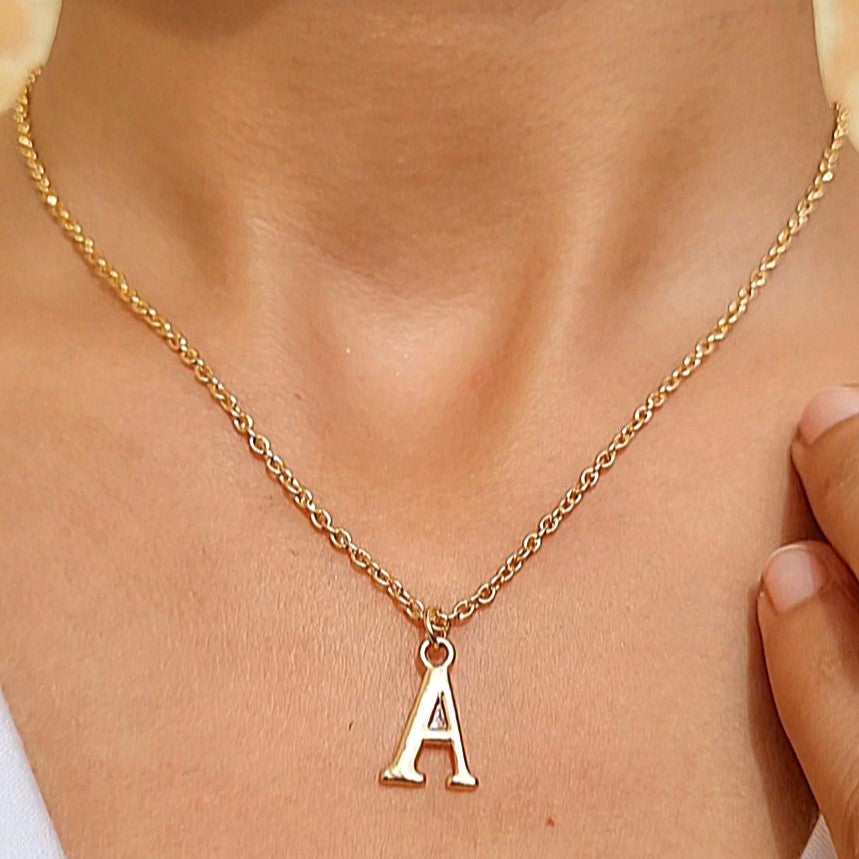 TFC Small Letter A - Gold Plated Pendant Necklace