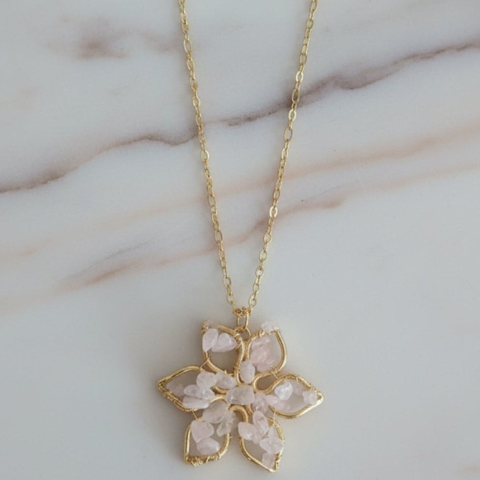 TFC Pink Stone Gold Plated Necklace