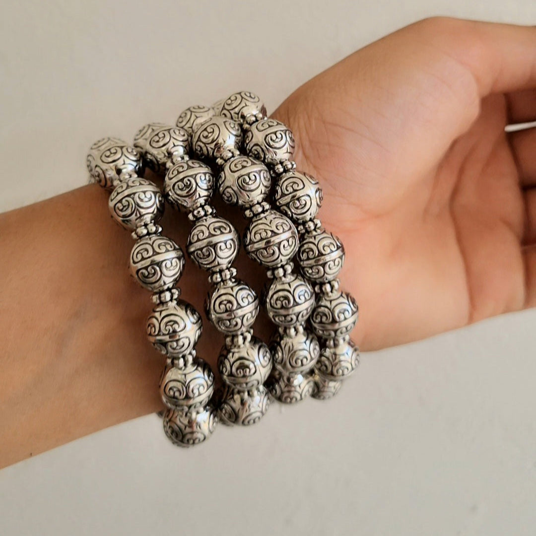 TFC Ember Glow Oxidised Silver Plated Bracelet (Set of 4)