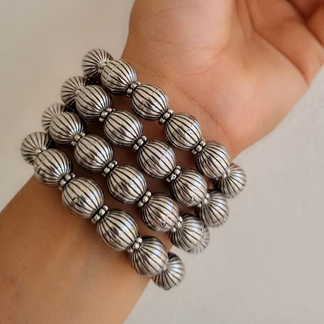 TFC Shadowleaf Oxidised Silver Plated Bracelet (set of 4)