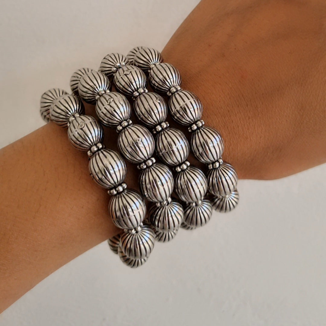 TFC Shadowleaf Oxidised Silver Plated Bracelet (set of 4)