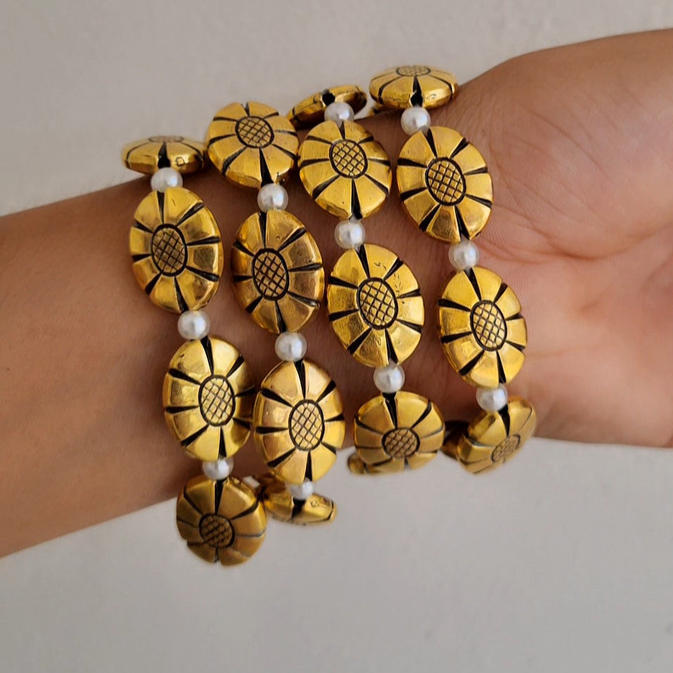 TFC Sunbeam Oxidised Gold Plated Bracelet (Set of 4)