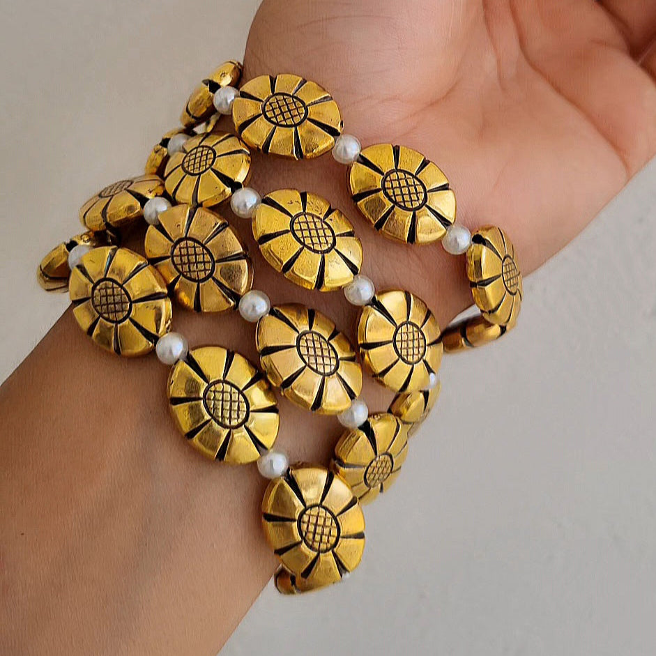 TFC Sunbeam Oxidised Gold Plated Bracelet (Set of 4)