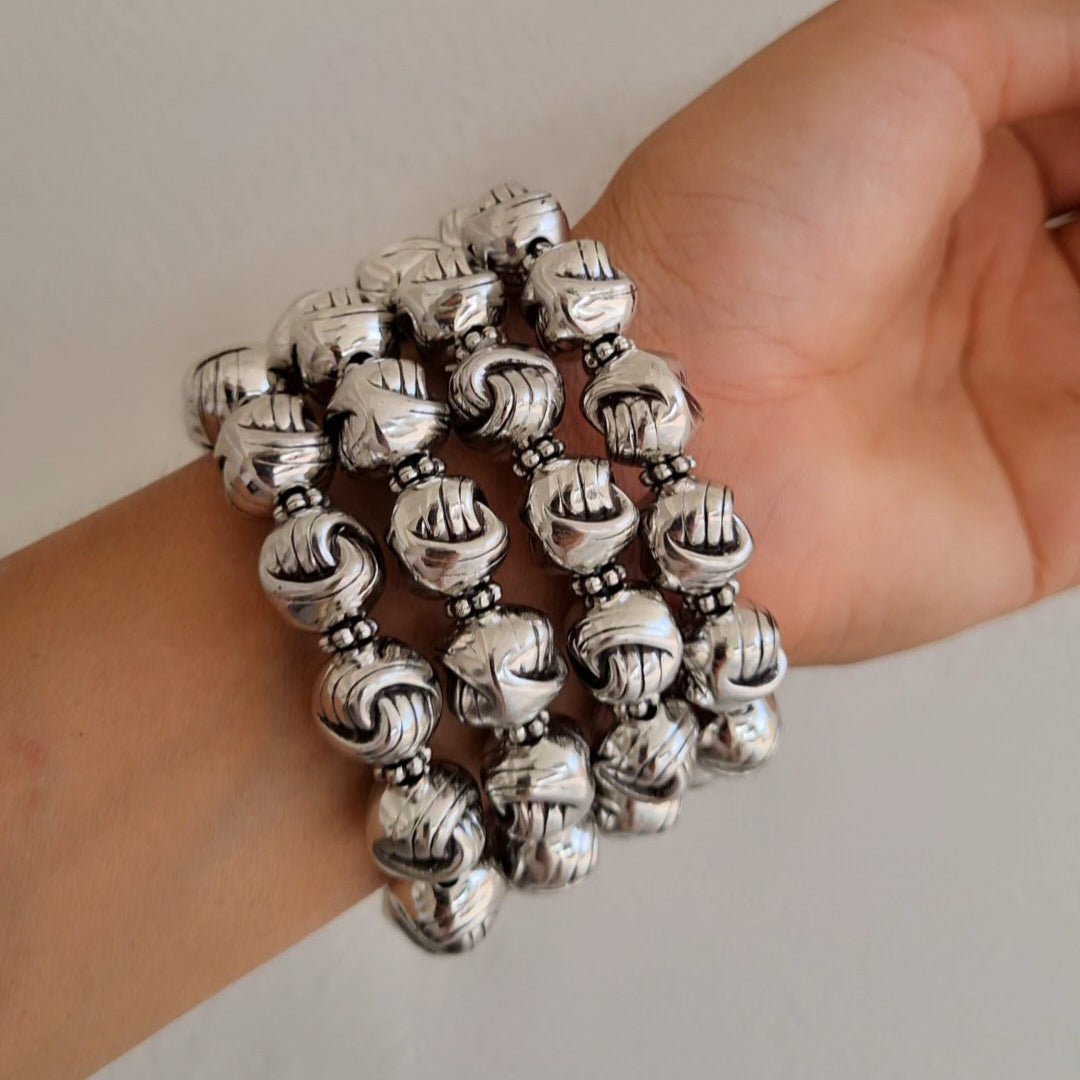 TFC Rustic Oxidised Silver Plated Bracelet (set of 4)