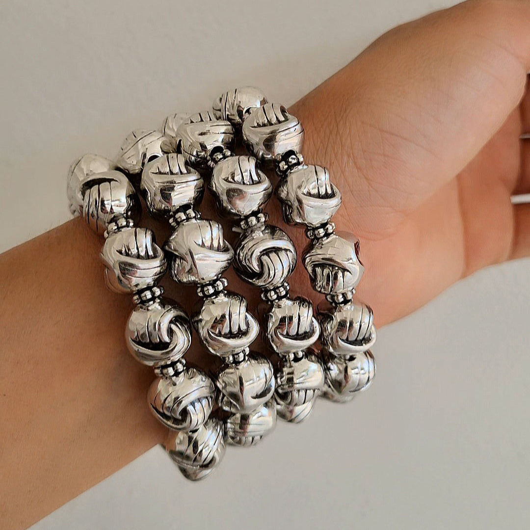 TFC Rustic Oxidised Silver Plated Bracelet (set of 4)