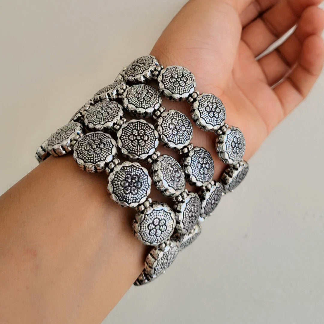 TFC Oblivion Oxidised Silver Plated Bracelet (set of 4)