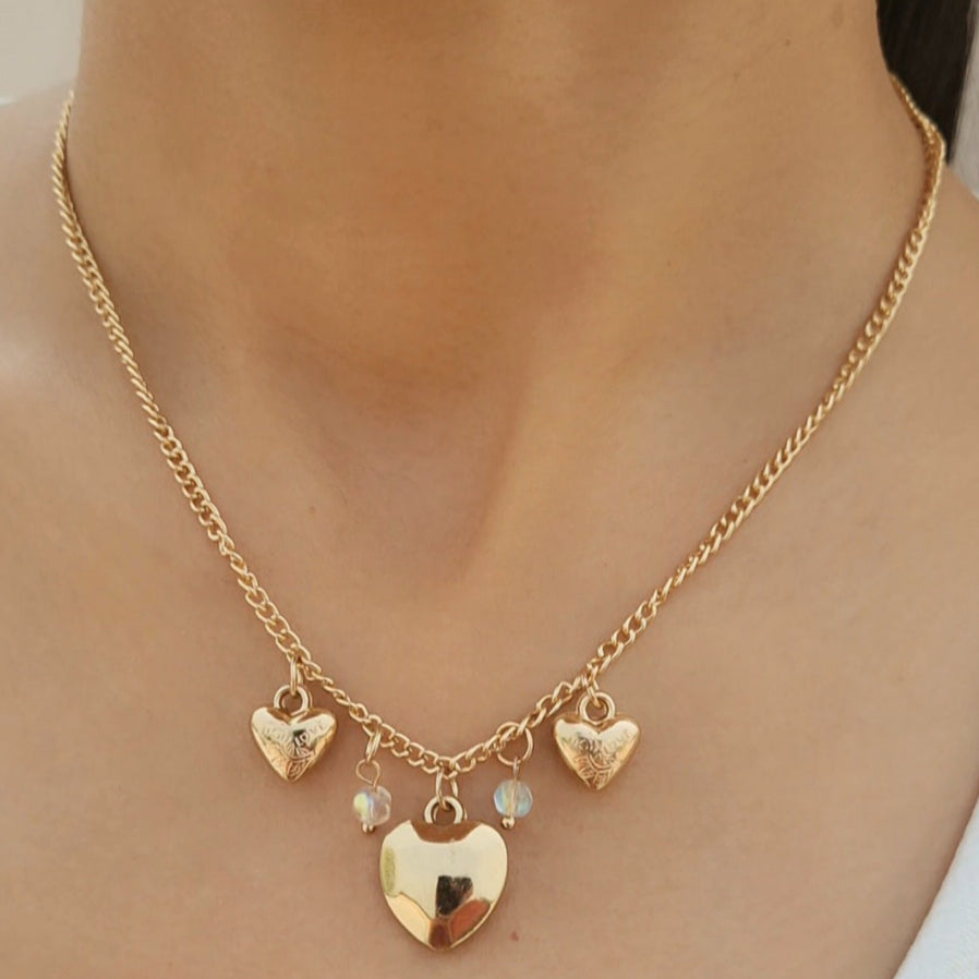 TFC Heart Trio Gold Plated Necklace