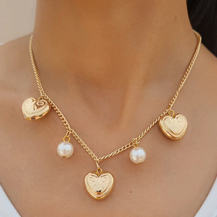 TFC Heart Bead Gold Plated Necklace