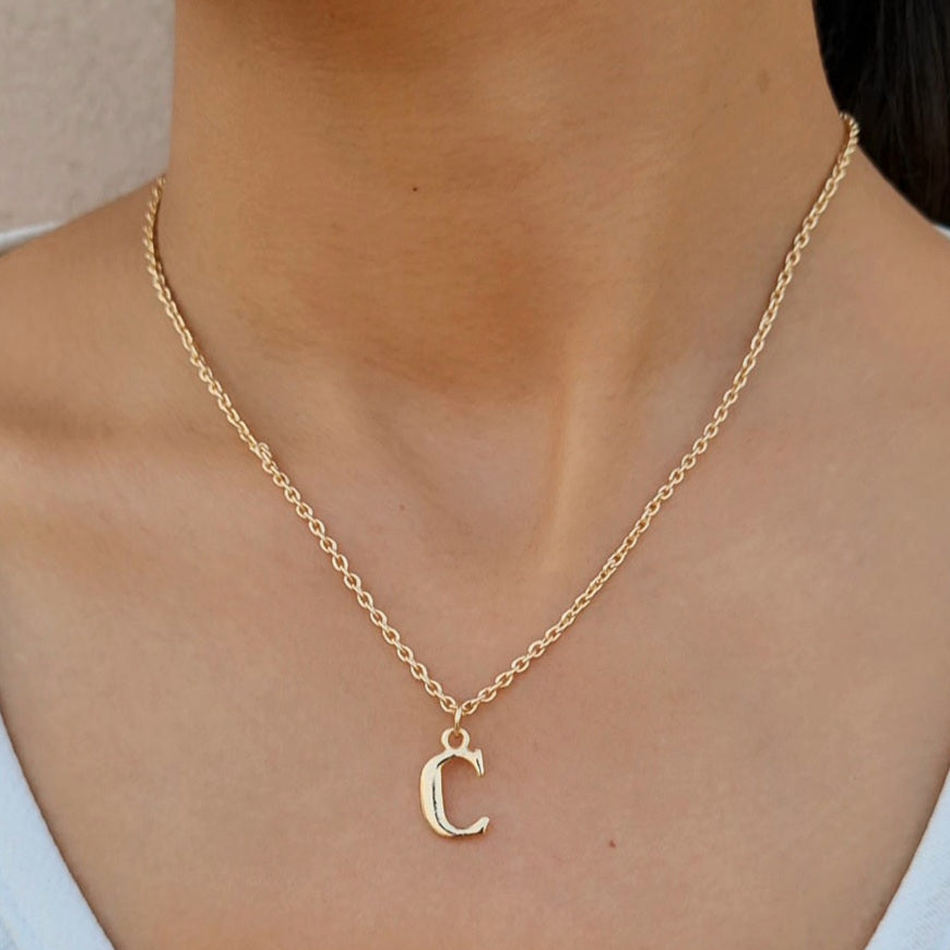 TFC Small Letter C - Gold Plated Pendant Necklace