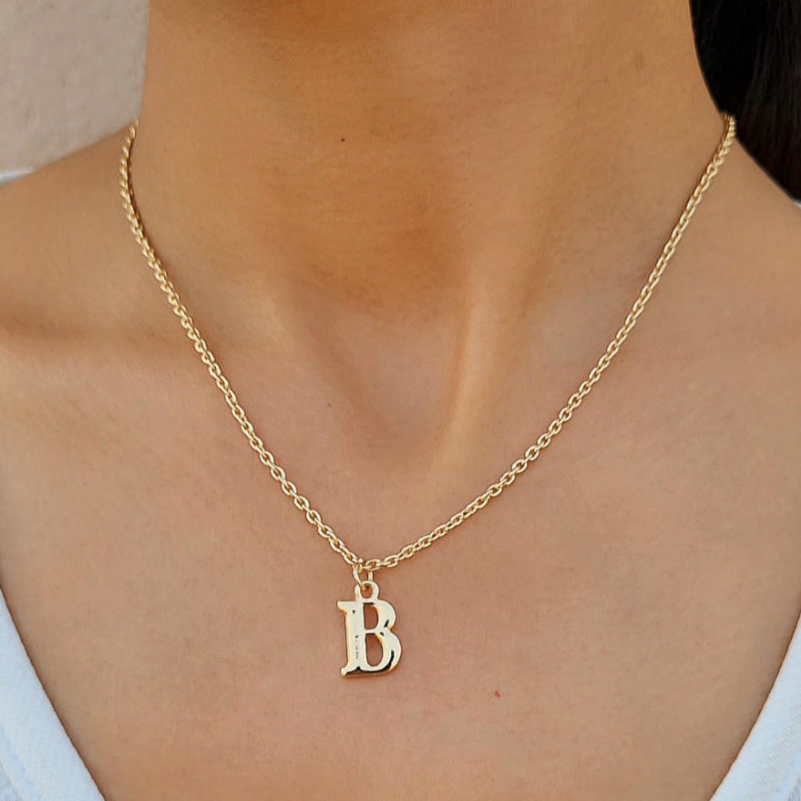 TFC Small Letter B - Gold Plated Pendant Necklace