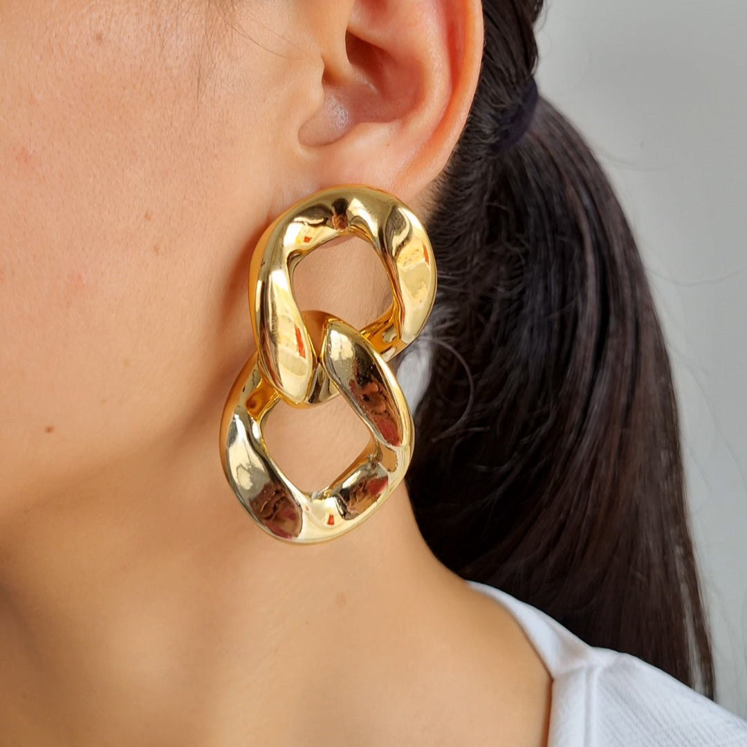 TFC Chunky Big Circle Gold Plated Earrings