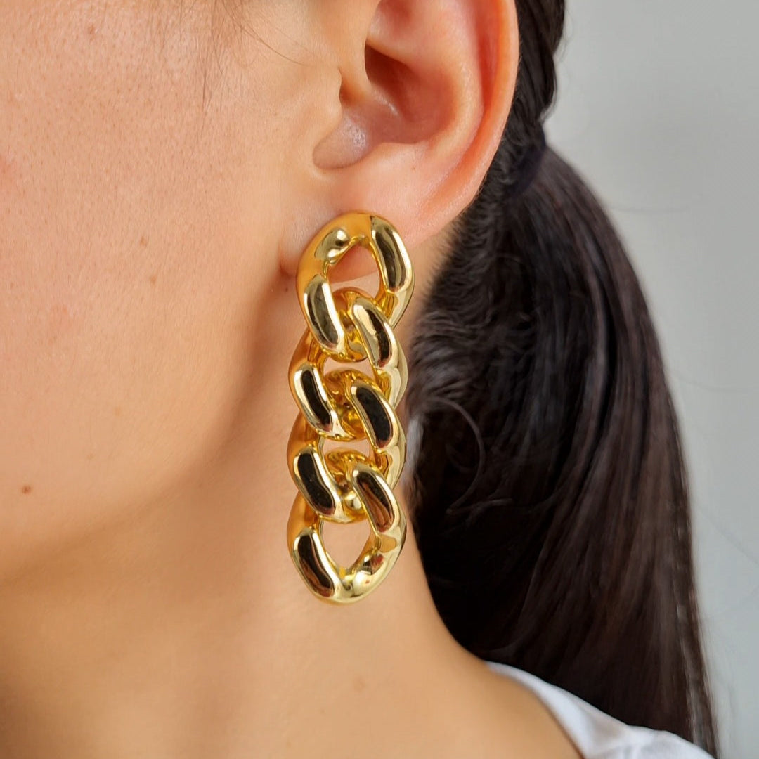 TFC Bold Chain Gold Plated Dangler Earring